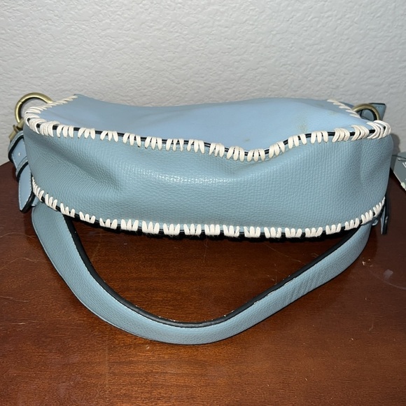Sondra Roberts Stylish Western Stitched Fringe Saddle Blue Shoulder Bag - Picture 8 of 9